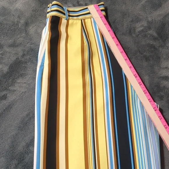 Lena Gabrielle Multi Color Striped Belted Wide Leg Pants size 4 - Picture 6 of 8